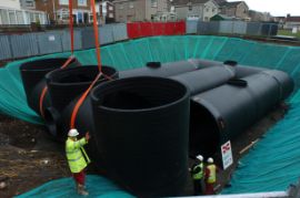 300m<sup>3</sup> combined sanitary/stormwater flood control tank